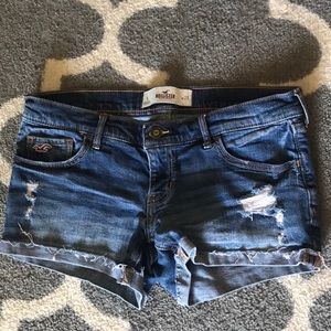 Distressed jean shorts